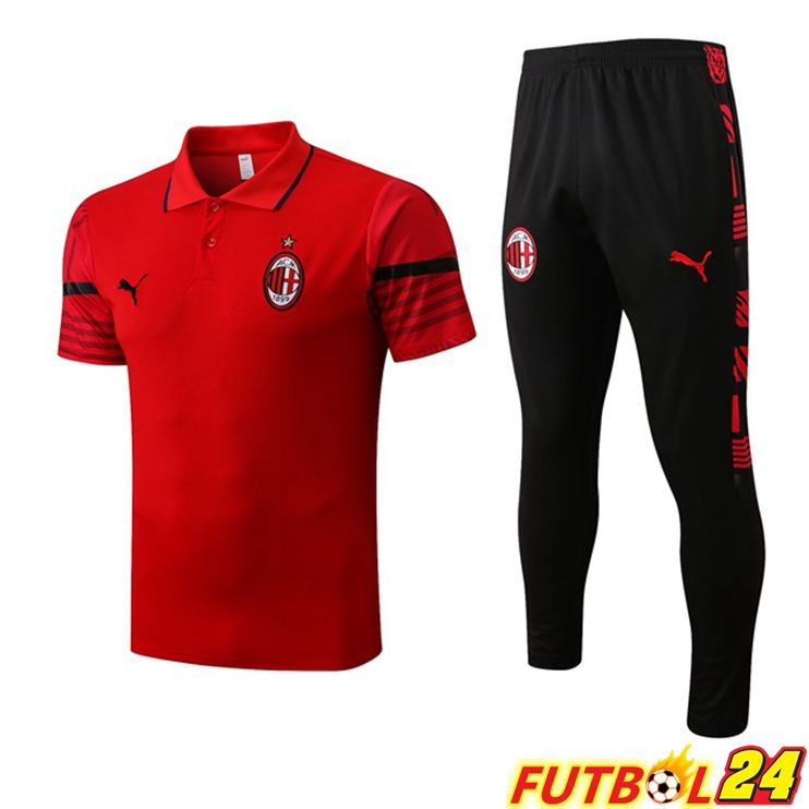 Camiseta Polo AC Milan + Pantalones Rojo 2022/2023