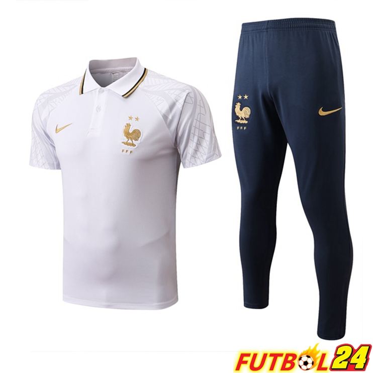 Camiseta Polo Francia + Pantalones Blanco 2022/2023