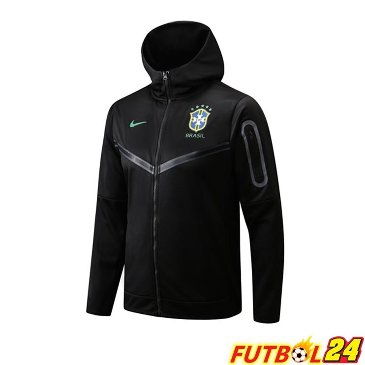 Chaqueta Con Capucha Brasil Negro 2022/2023