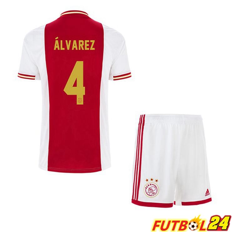 Camisetas De Futbol AFC Ajax (Álvarez 4) Niño Primera Blanco Roja 22/23