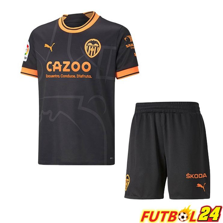 Camisetas De Futbol Valencia CF Ninos Segunda Negro 2022/2023