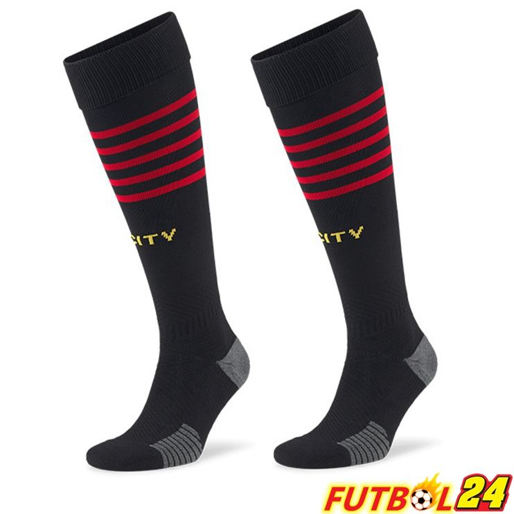 Calcetines De Futbol Manchester City Segunda Rojo Negro 2022/2023
