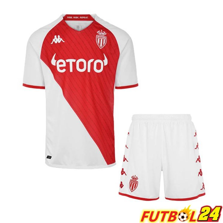 Camisetas De Futbol AS Monaco Ninos Primera Rojo Bianco 2022/2023