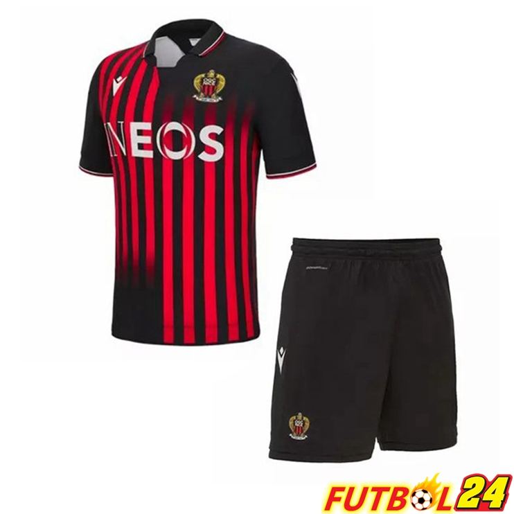 Camisetas De Futbol OGC Nice Ninos Primera Rojo Negro 2022/2023