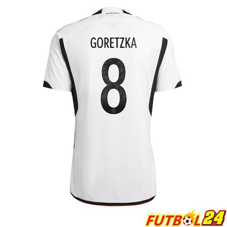 Camiseta Alemania (GORETZKA 8) Primera Negro Blanco Copa del mundo 2022