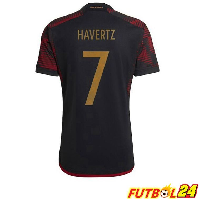 Camiseta Alemania (HAVerdeZ 7 Segunda Negro Copa del mundo 2022