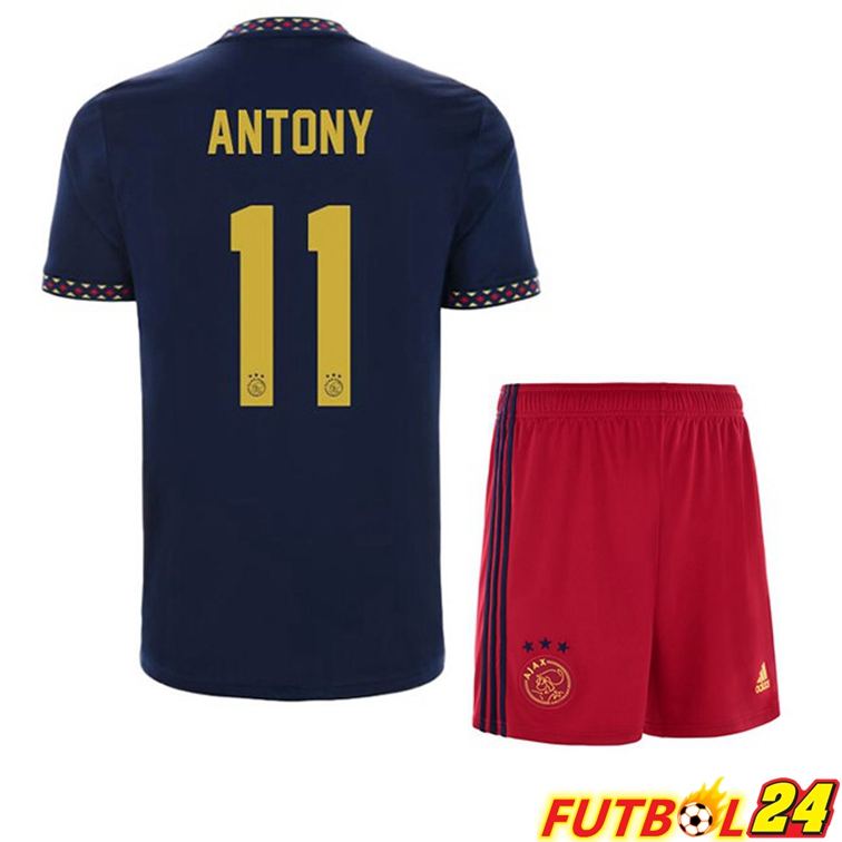 Camisetas De Futbol AFC Ajax (Antony 11) Niño Segunda Negro 22/23