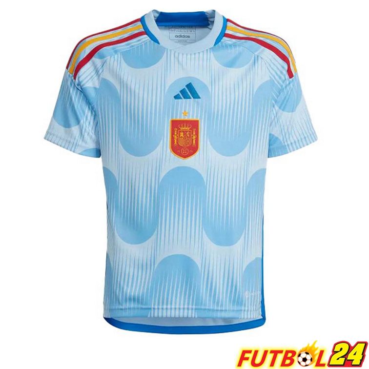 Camisetas De Futbol España Segunda Azul Blanco Copa del mundo 2022