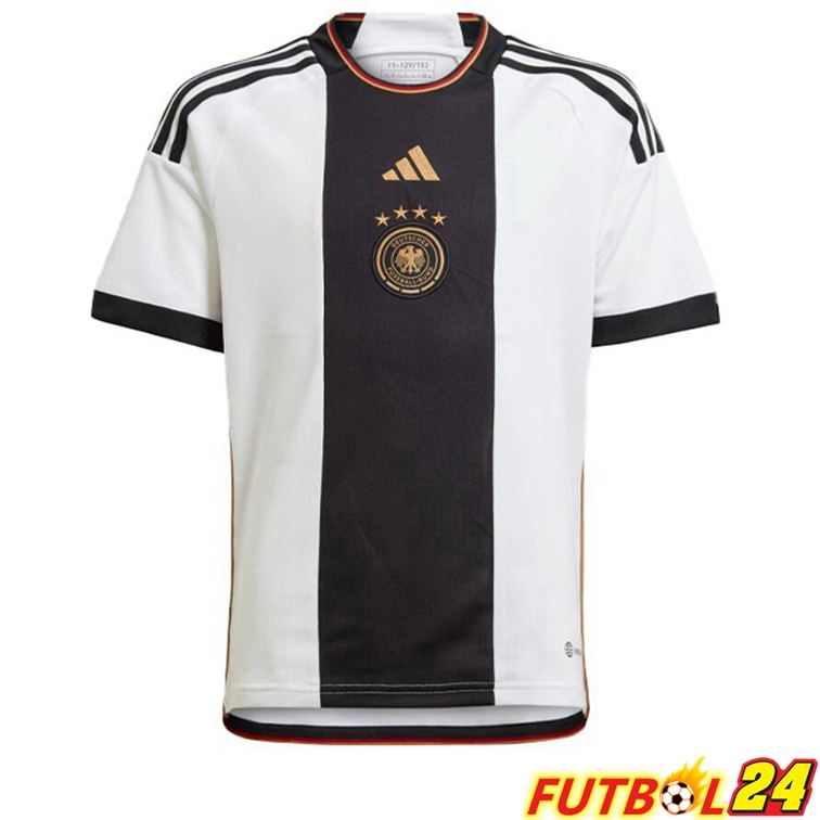 Camiseta Alemania Primera Negro Blanco Copa del mundo 2022