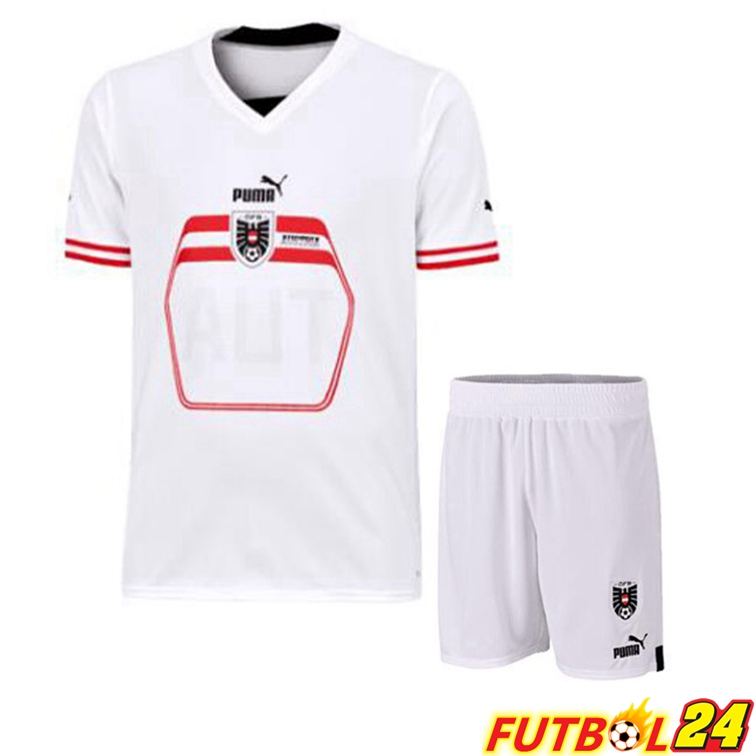 Camisetas De Futbol Austria Niño Segunda Blanco 22/23