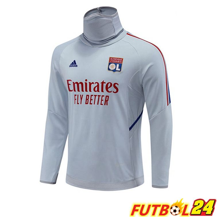 Sudadera De Entrenamiento Lyon OL Cuello Alto Gris 22/23