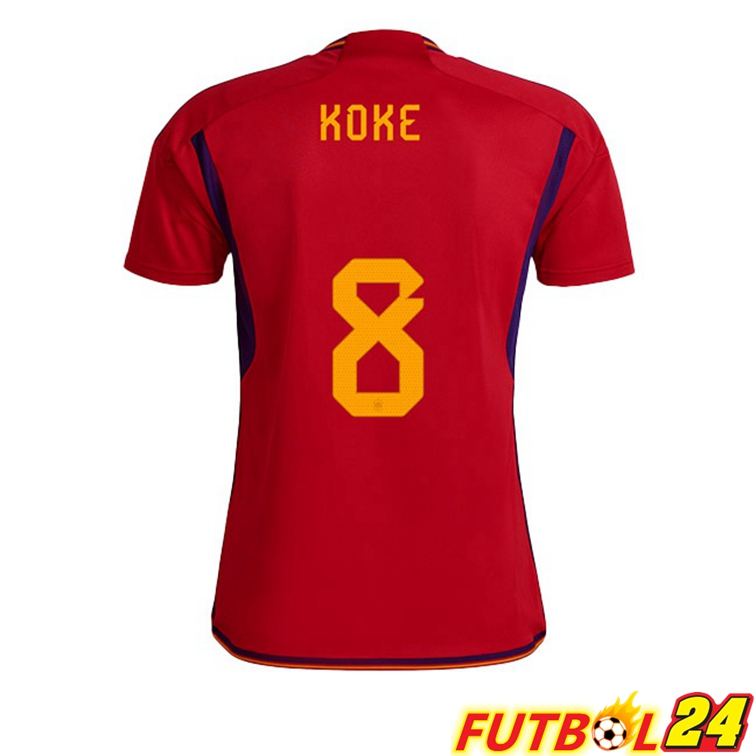 Camisetas De Futbol España (KOKE 8) Primera Rojo Copa Del Mundo 2022
