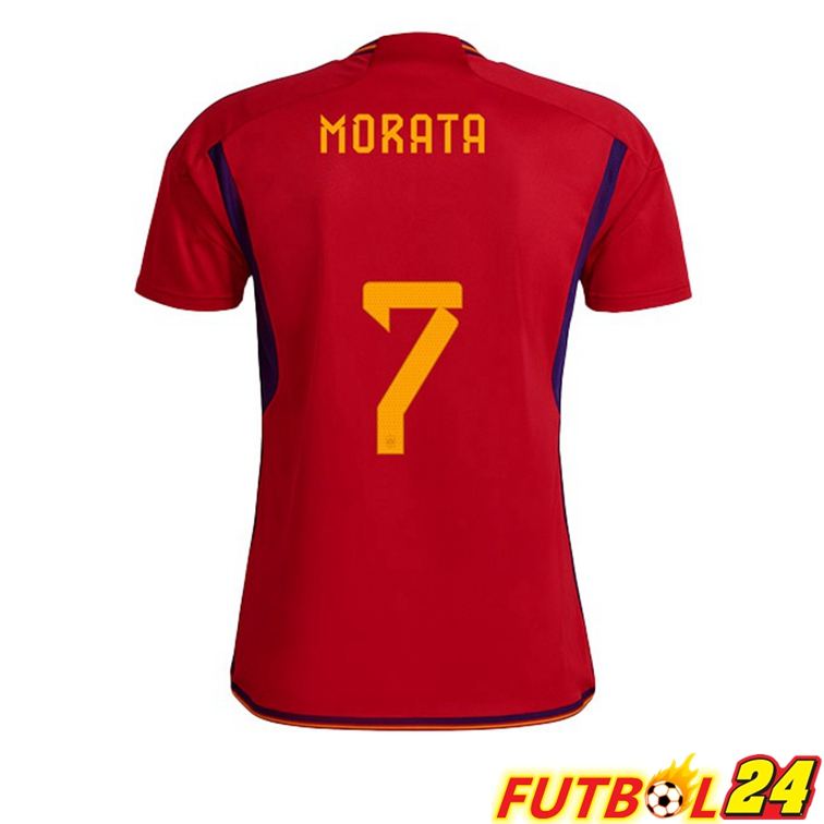 Camisetas De Futbol España (MORATA 7) Primera Rojo Copa Del Mundo 2022