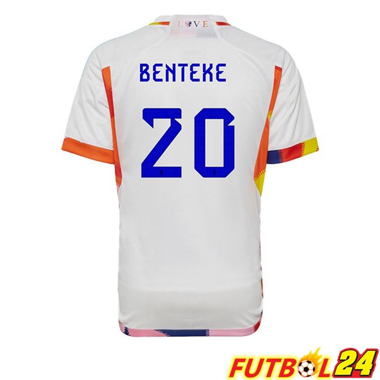 Camisetas De Futbol Belgica (BENTEKE 20) Segunda Blanco Copa Del Mundo 2022