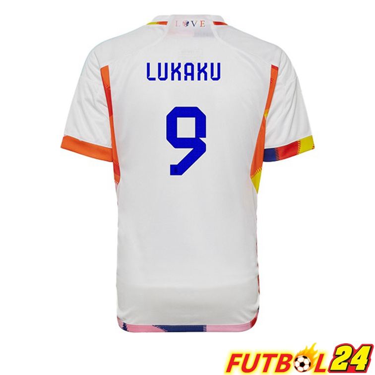 Camisetas De Futbol Belgica (LUKAKU 9) Segunda Blanco Copa Del Mundo 2022
