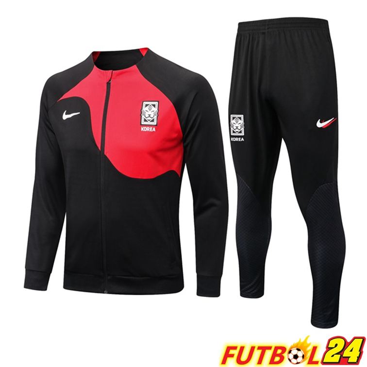 Chandal Equipos De Futbol - Chaqueta Corea Negro Rojo 22/23