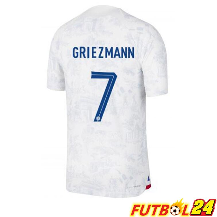 Camisetas De Futbol Francia (GRIEZMANN 7) Segunda Blanco Copa Del Mundo 2022