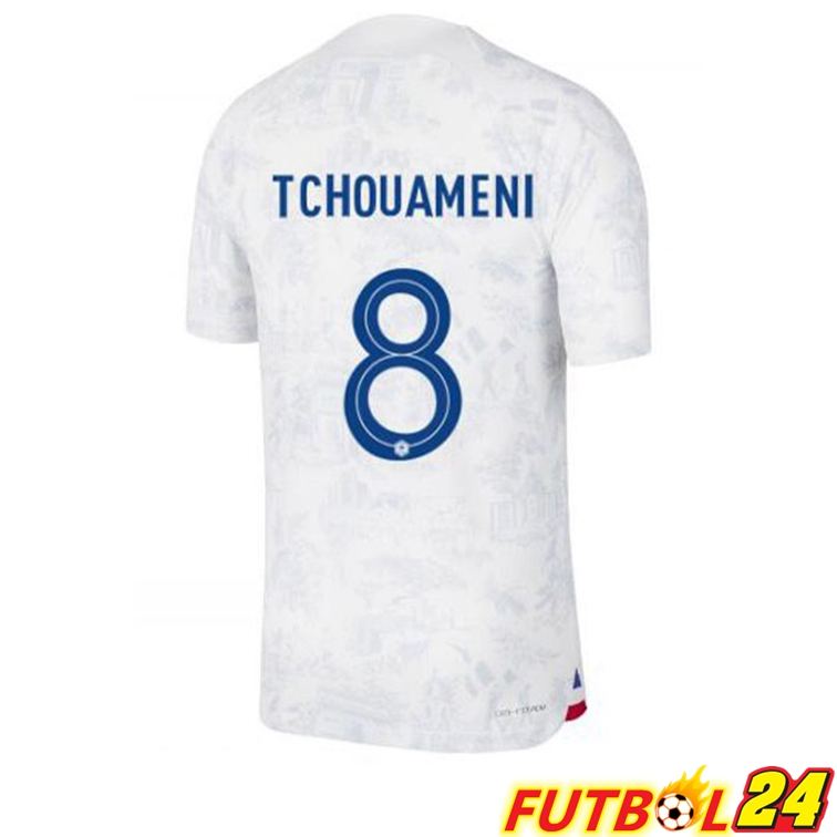 Camisetas De Futbol Francia (TCHOUAMENI 8) Segunda Blanco Copa Del Mundo 2022
