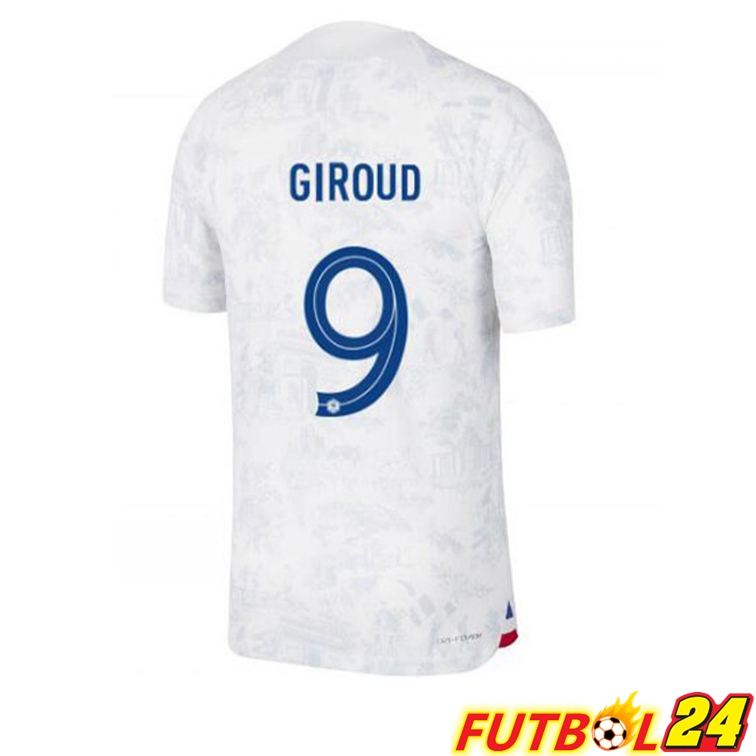 Camisetas De Futbol Francia (GIROUD 9) Segunda Blanco Copa Del Mundo 2022