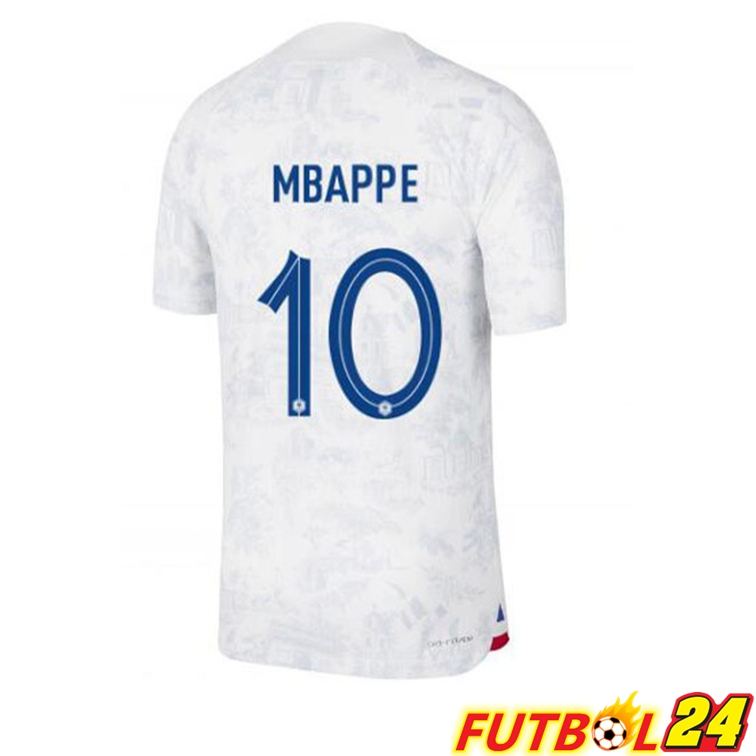 Camisetas De Futbol Francia (MBAPPE 10) Segunda Blanco Copa Del Mundo 2022