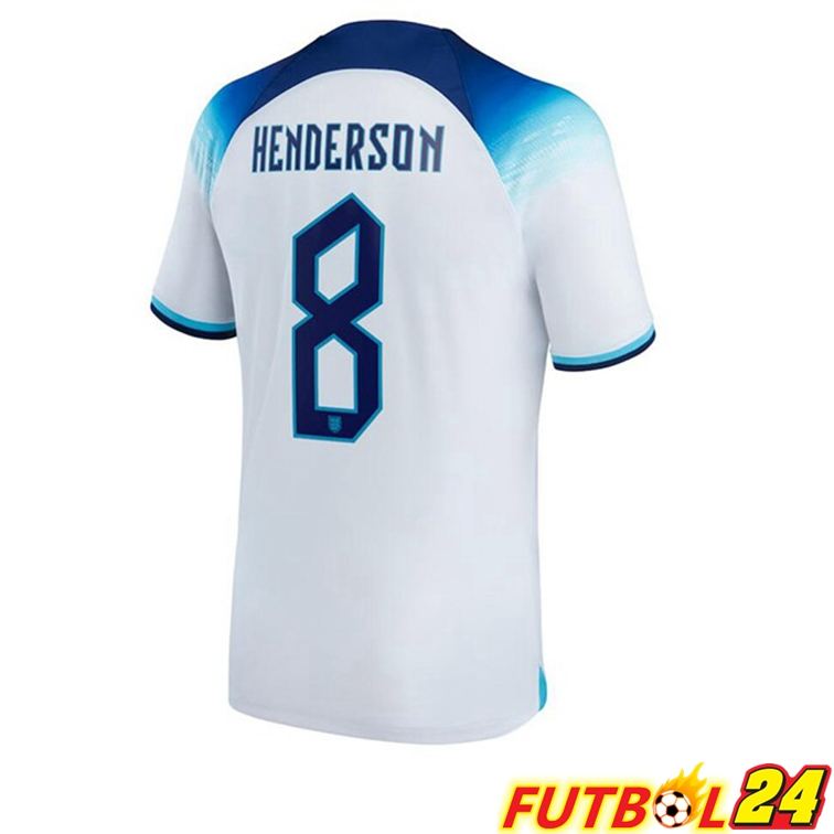 Camisetas De Futbol Inglaterra (HENDERSON 8) Primera Blanco Copa Del Mundo 2022