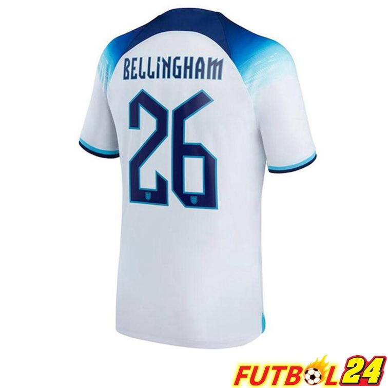 Camisetas De Futbol Inglaterra (BELLINGHAM 26) Primera Blanco Copa Del Mundo 2022