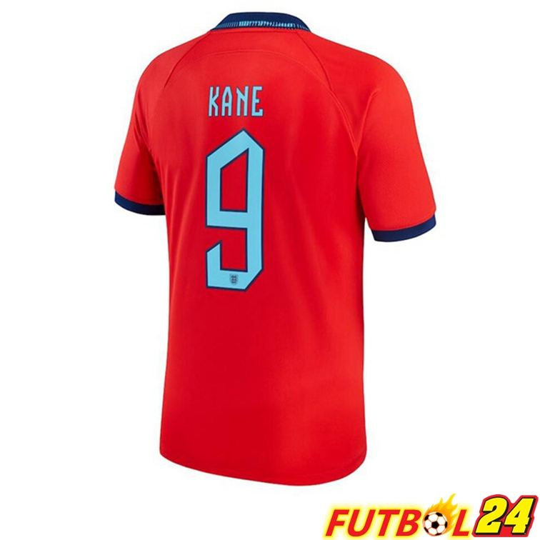 Camisetas De Futbol Inglaterra (KANE 9) Segunda Rojo Copa Del Mundo 2022