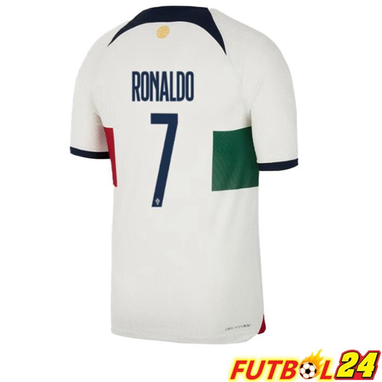 Camisetas De Futbol Portugal (RONALDO 7) Segunda Blanco Rojo Copa Del Mundo 2022