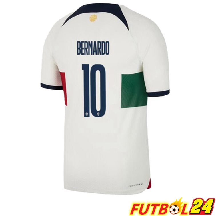 Camisetas De Futbol Portugal (BERNARDO 10) Segunda Blanco Rojo Copa Del Mundo 2022