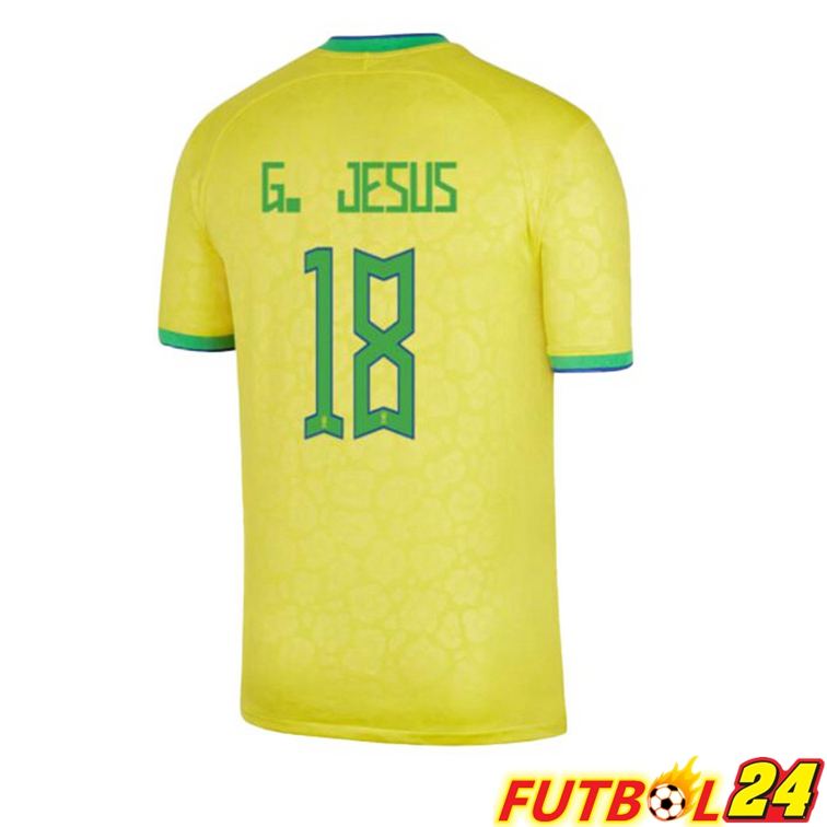 Camisetas De Futbol Brasil (G. JESUS 18) Primera Amarillo Copa Del Mundo 2022