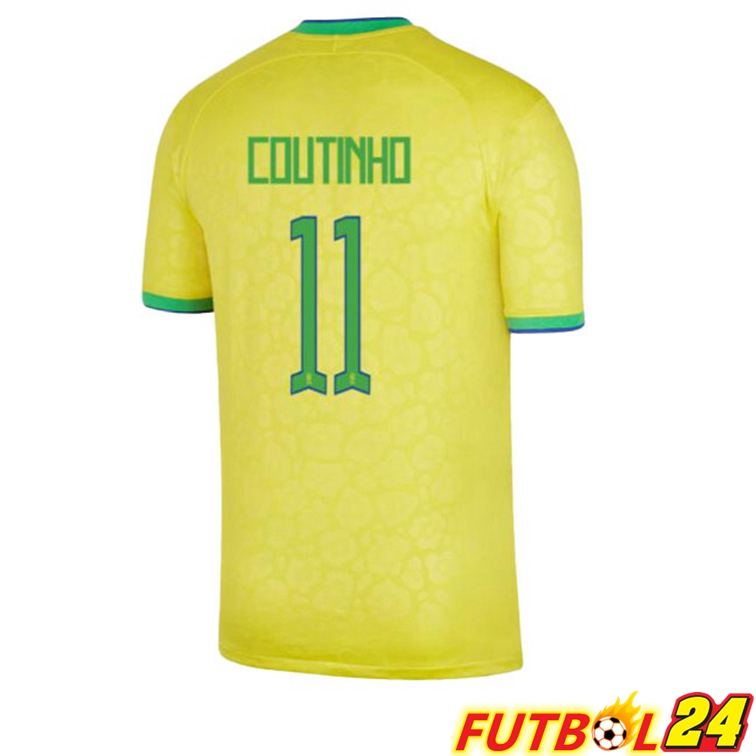 Camisetas De Futbol Brasil (COUTINHO 11) Primera Amarillo Copa Del Mundo 2022