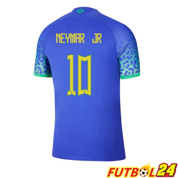 Camisetas De Futbol Brasil (NEYMAR JR 10) Segunda Azul Copa Del Mundo 2022