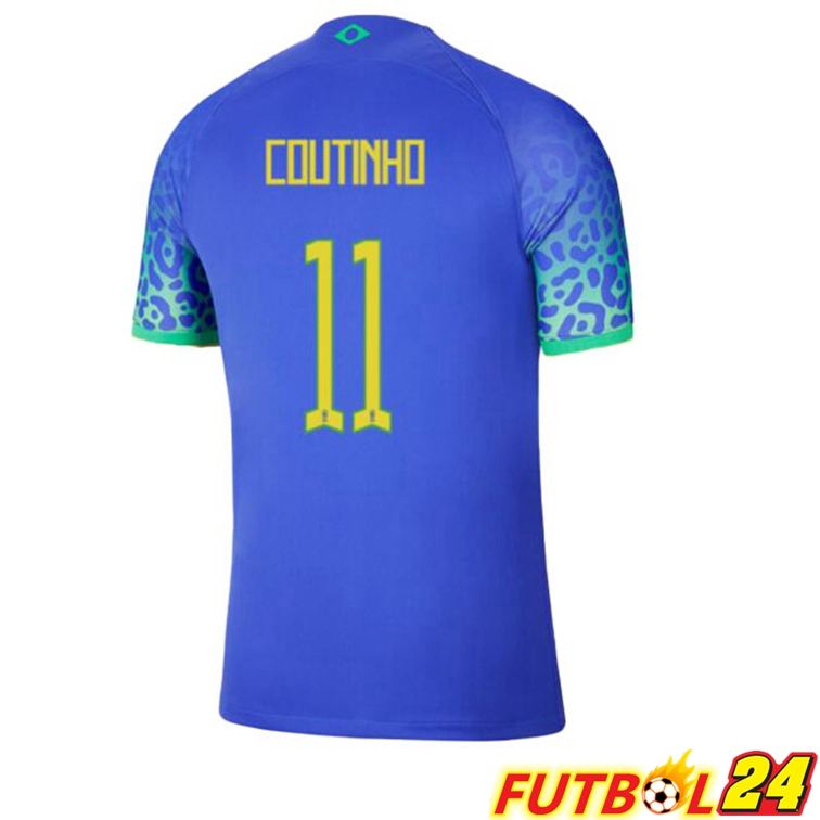 Camisetas De Futbol Brasil (COUTINHO 11) Segunda Azul Copa Del Mundo 2022
