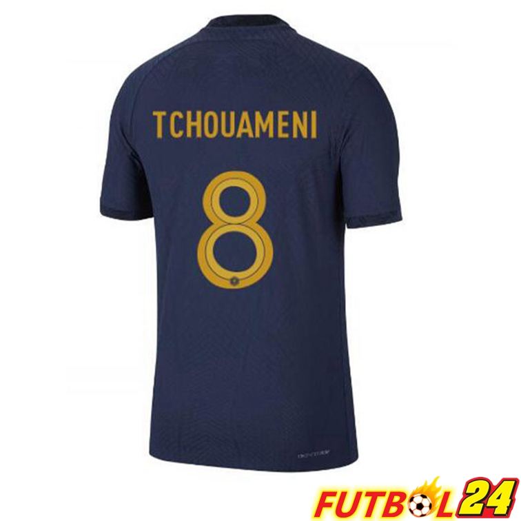 Camisetas De Futbol Francia (TCHOUAMENI 8) Primera Azul Royal Copa Del Mundo 2022