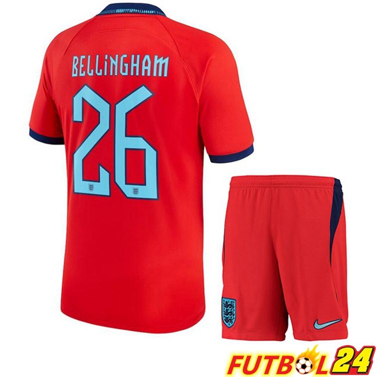 Camisetas De Futbol Inglaterra (BELLINGHAM 26) Ninos Segunda Rojo 22/23