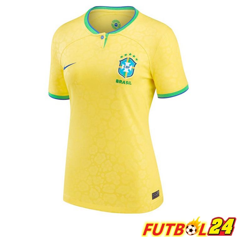 Camisetas De Futbol Brasil Mujer Primera Amarillo Copa Del Mundo 2022