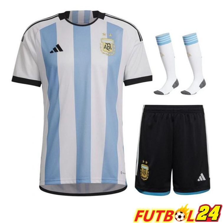 Camisetas Argentina Primera (Cortos + Calcetines) Copa Del Mundo 2022