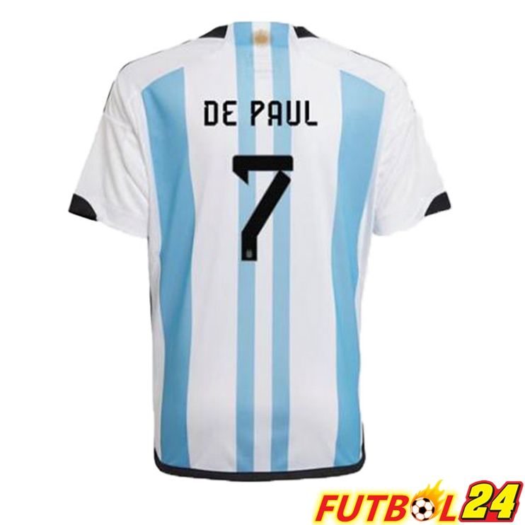 Camisetas De Futbol Argentina (DE PAUL 7) Primera Azul Blanco Copa Del Mundo 2022