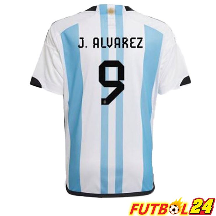 Camisetas De Futbol Argentina (J. ALVAREZ 9) Primera Azul Blanco Copa Del Mundo 2022