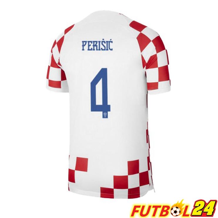 Camisetas De Futbol Croacia (PERIŠIĆ 4) Primera Blanco Rojo Copa Del Mundo 2022