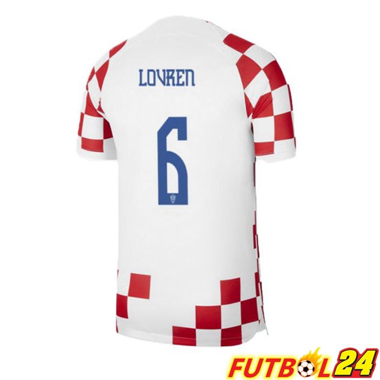 Camisetas De Futbol Croacia (LOVREN 6) Primera Blanco Rojo Copa Del Mundo 2022