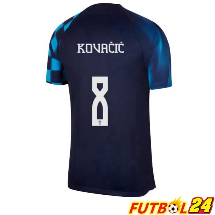 Camisetas De Futbol Croacia (KOVAČIĆ 8) Segunda Negro Azul Copa Del Mundo 2022