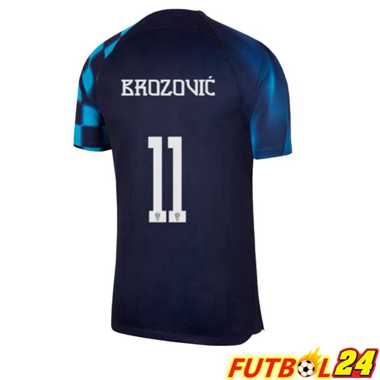 Camisetas De Futbol Croacia (BROZOVIĆ 11) Segunda Negro Azul Copa Del Mundo 2022