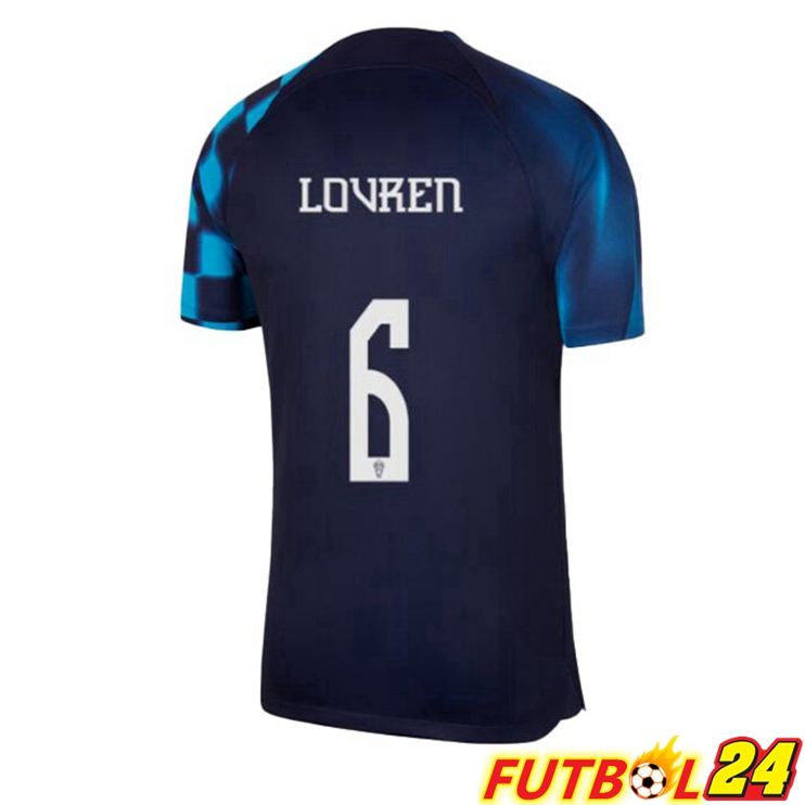 Camisetas De Futbol Croacia (LOVREN 6) Segunda Negro Azul Copa Del Mundo 2022