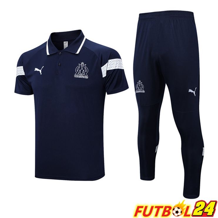 Camiseta Polo Marsella OM + Pantalones Azul Real 2023/2024