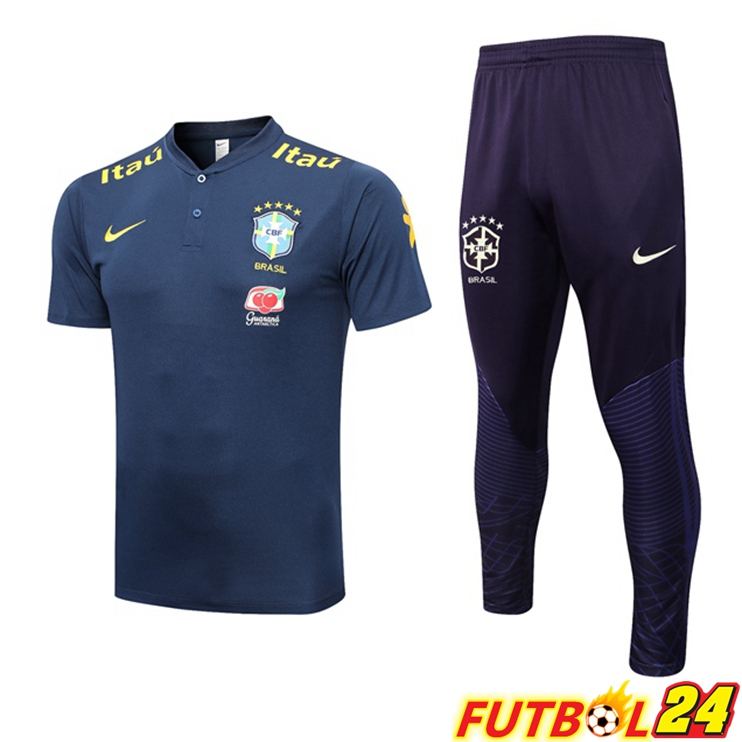 Camiseta Polo Brasil + Pantalones Azul Real 2023/2024