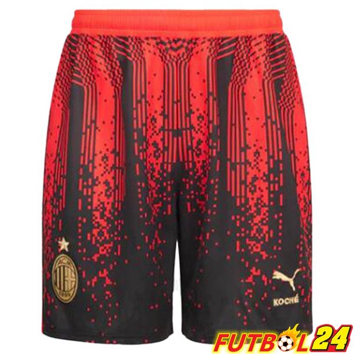 Cortos De Futbol AC Milan Cuarta Rojo Negro 2022/2023