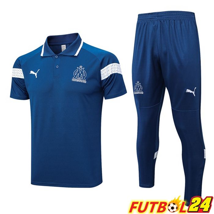 Camiseta Polo Marsella OM + Pantalones Azul 2023/2024