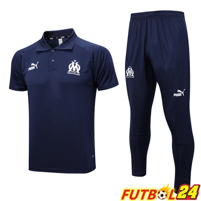 Camiseta Polo Marsella OM + Pantalones Azul Real 2023/2024