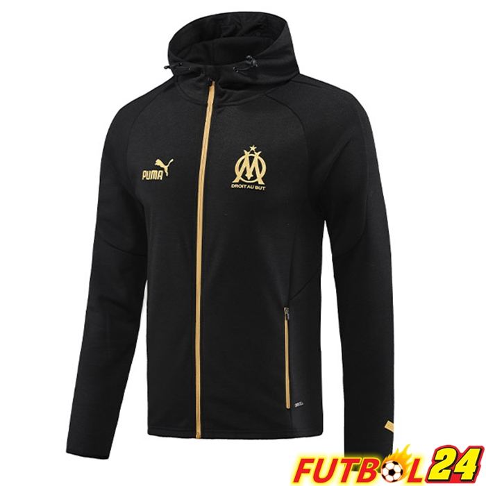 Chaqueta Con Capucha Marsella OM Negro 2023/2024